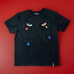 Roku Studio Dripping Eyes Tear Drop Black Shirt Streetwear Size XL